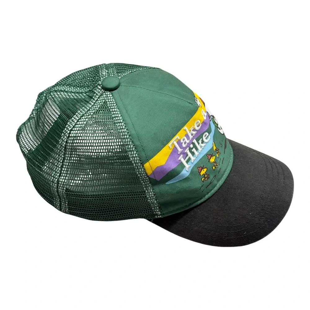 LL Bean Peanuts Snoopy Take a Hike Kids Trucker Hat Green Black 515386